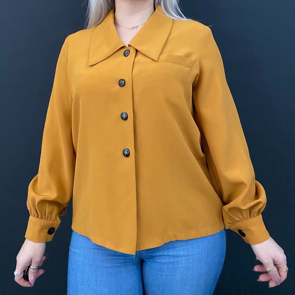 70s/80s Long Sleeve Chelsea Collar Blouse